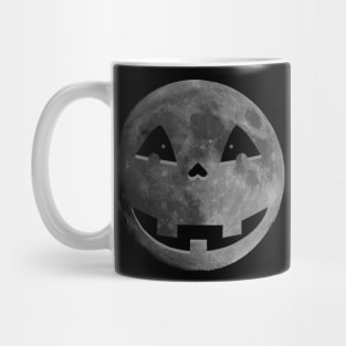 Moon Pumpkin Face Funny Halloween Design Mug